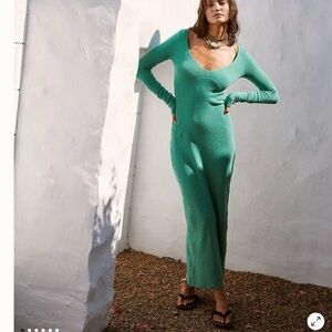 Free People green Long Sleeve ribbed Dress